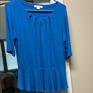 Liz Claiborne Royal Blue Pleated Blouse